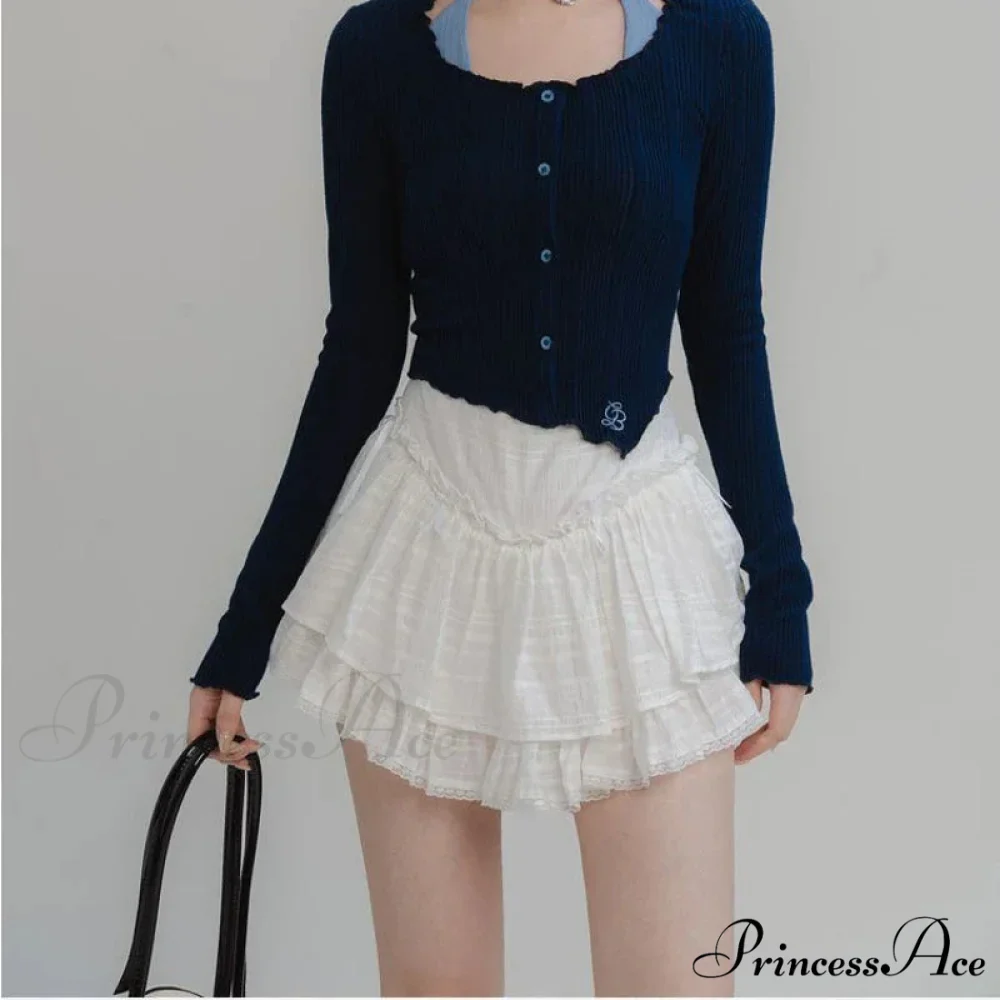 Fairycore Ruffle Lace Coquette Layered Mesh Korean Skirt - Image 3