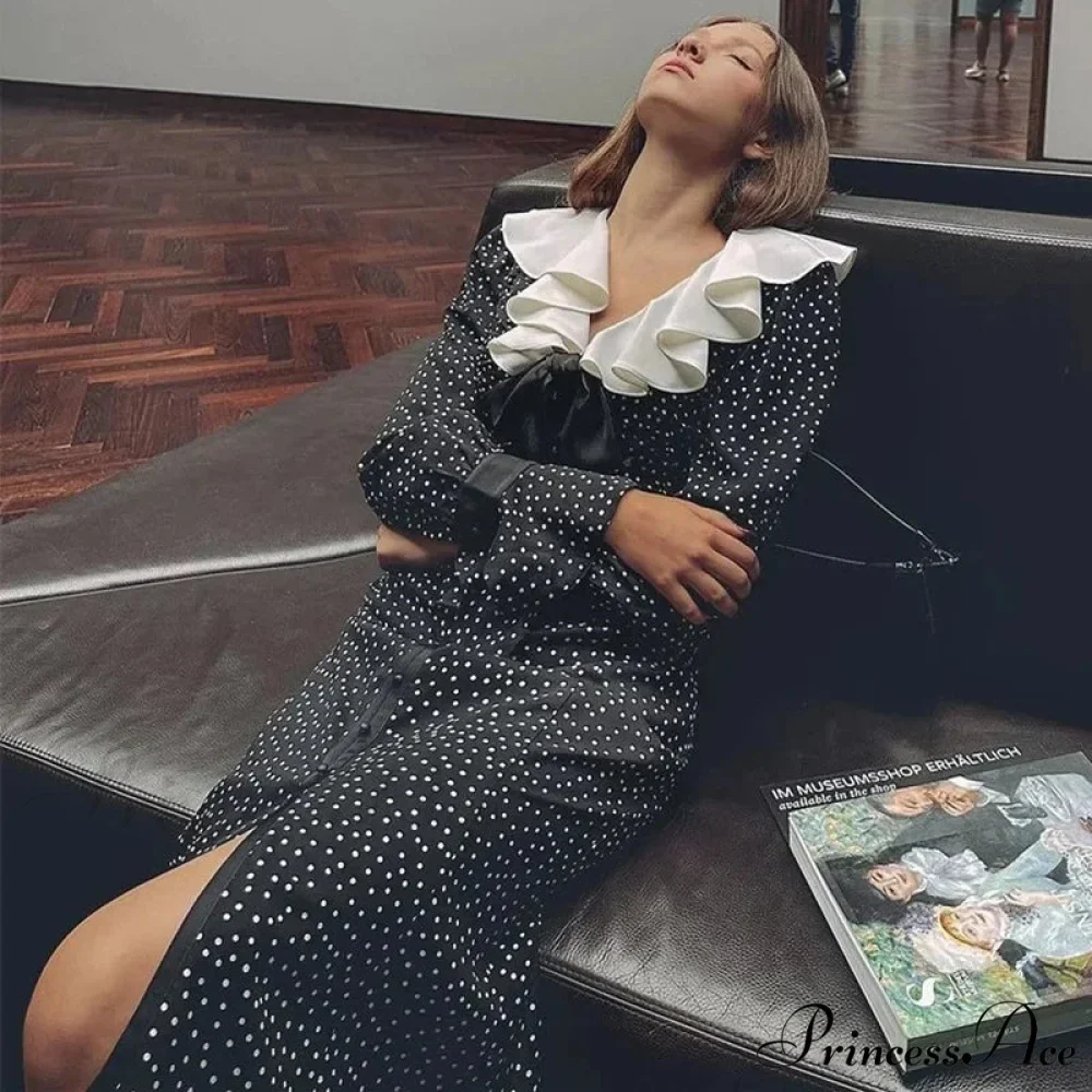 2024 New Autumn Fashionable French Style Floral Long-sleeved Elegant Casual Vestidos Midi Dress - Image 2