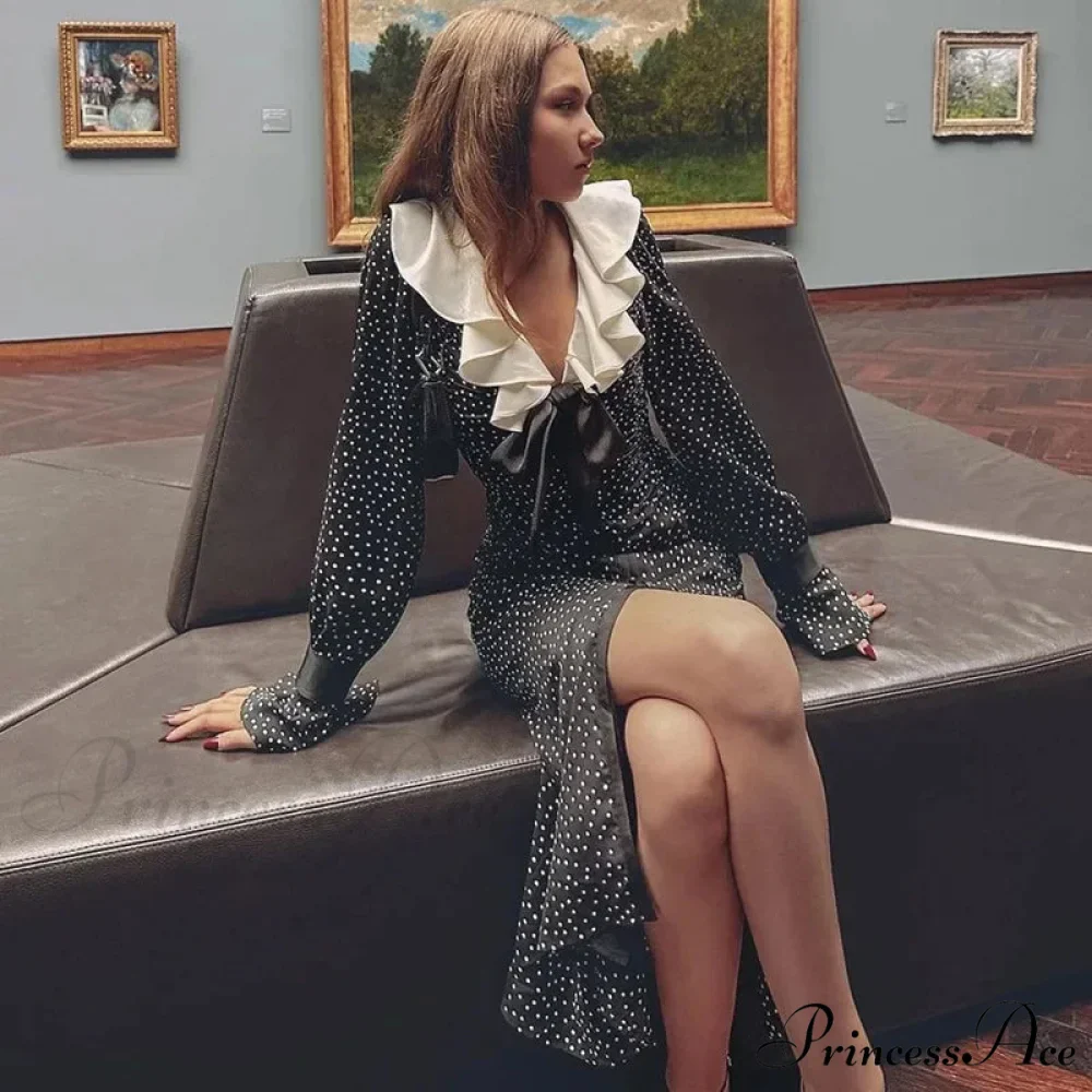 2024 New Autumn Fashionable French Style Floral Long-sleeved Elegant Casual Vestidos Midi Dress - Image 4