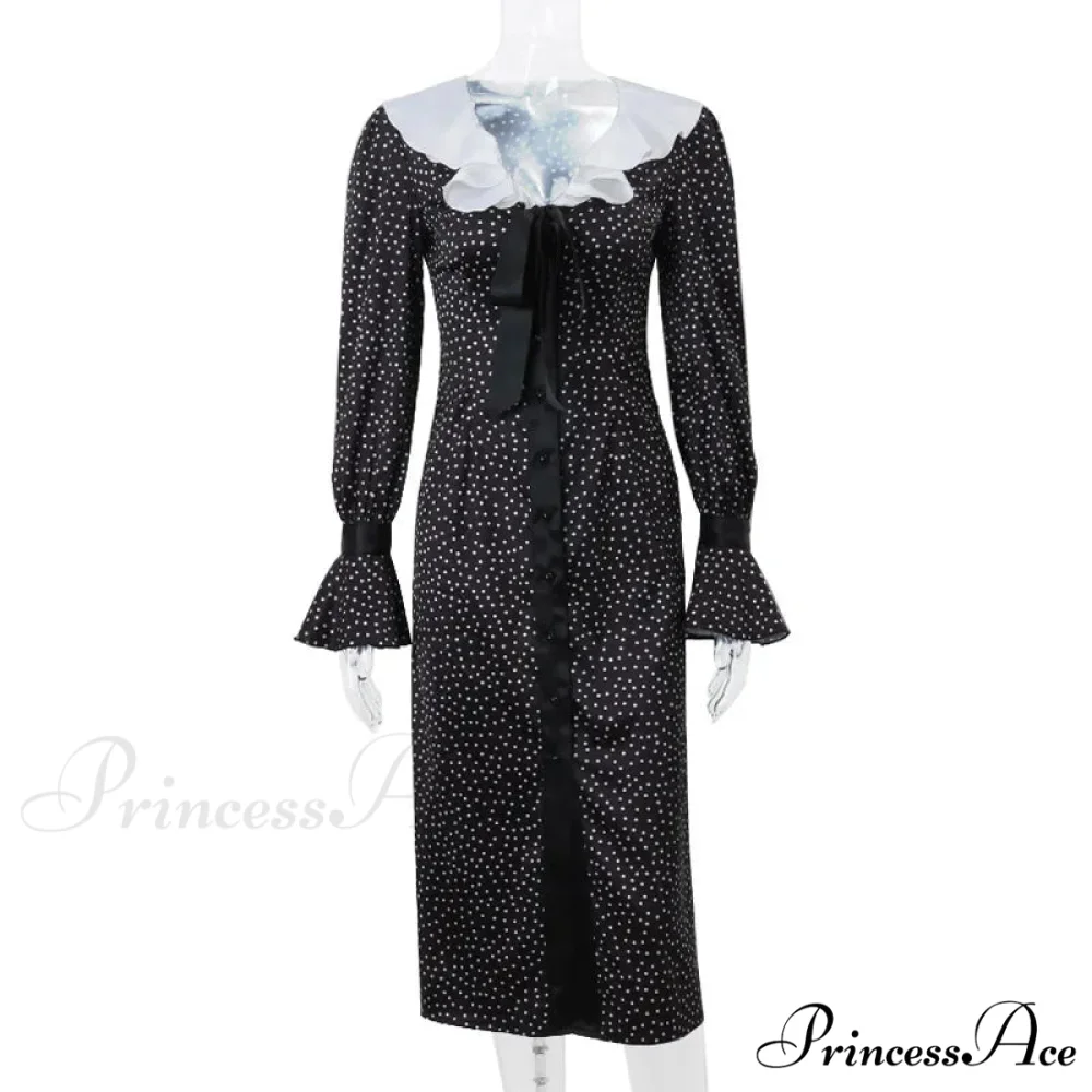 2024 New Autumn Fashionable French Style Floral Long-sleeved Elegant Casual Vestidos Midi Dress - Image 5