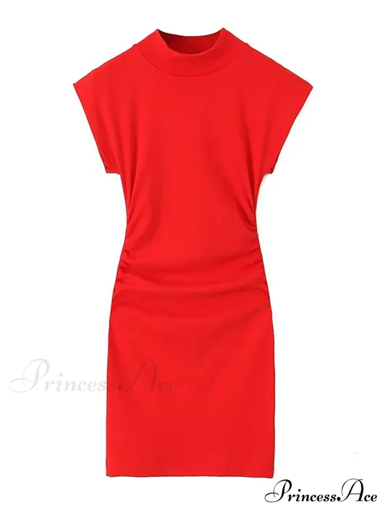 Solid O Neck Women's Sexy Rear Split High Waisted Elegant Office Lady Commuting Streetwear Robes Midi Dress - Image 10