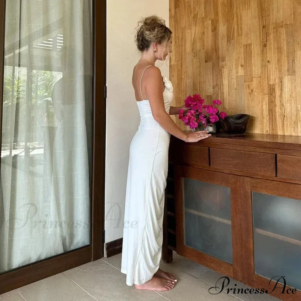 Floral Applique Slit Backless Birthday Vestido 2024 Summer Ruched Midi Dress - Image 3