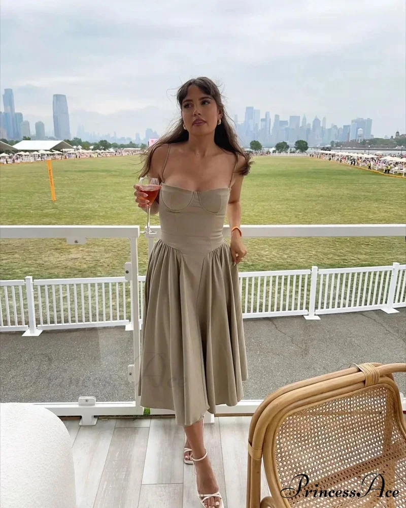 Cottagecore Hem Birthday Pleated Fairy Slip Corset Sun Gown Midi Dress - Image 6
