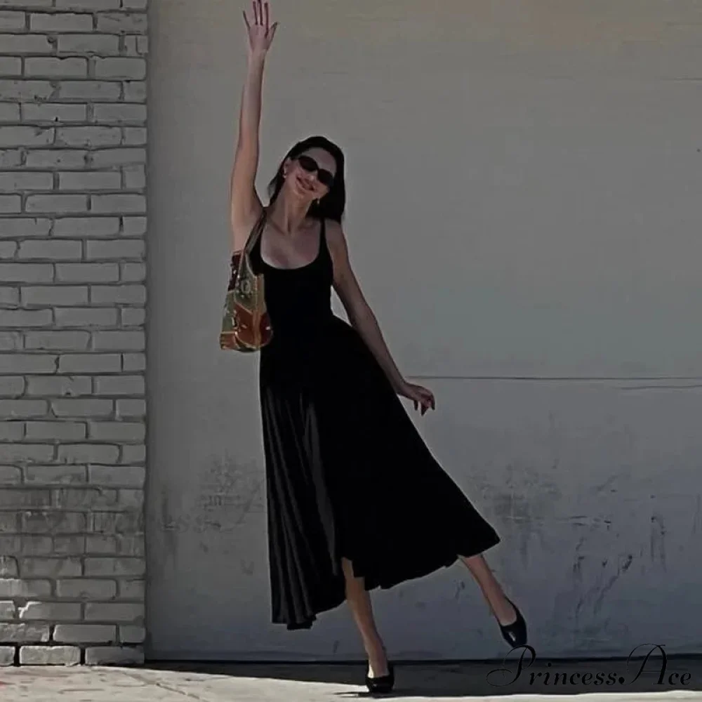 A Line Sleeveless O Neck Summer Casual Party Beach Club 2024 Midi Dress - Image 3