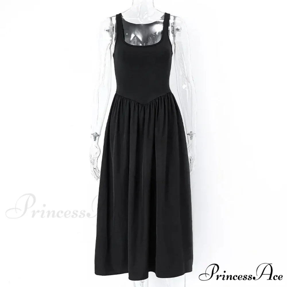 A Line Sleeveless O Neck Summer Casual Party Beach Club 2024 Midi Dress - Image 4