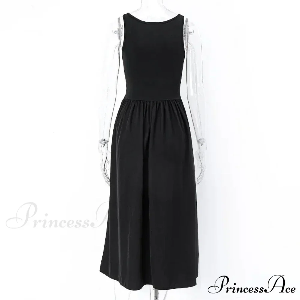 A Line Sleeveless O Neck Summer Casual Party Beach Club 2024 Midi Dress - Image 5