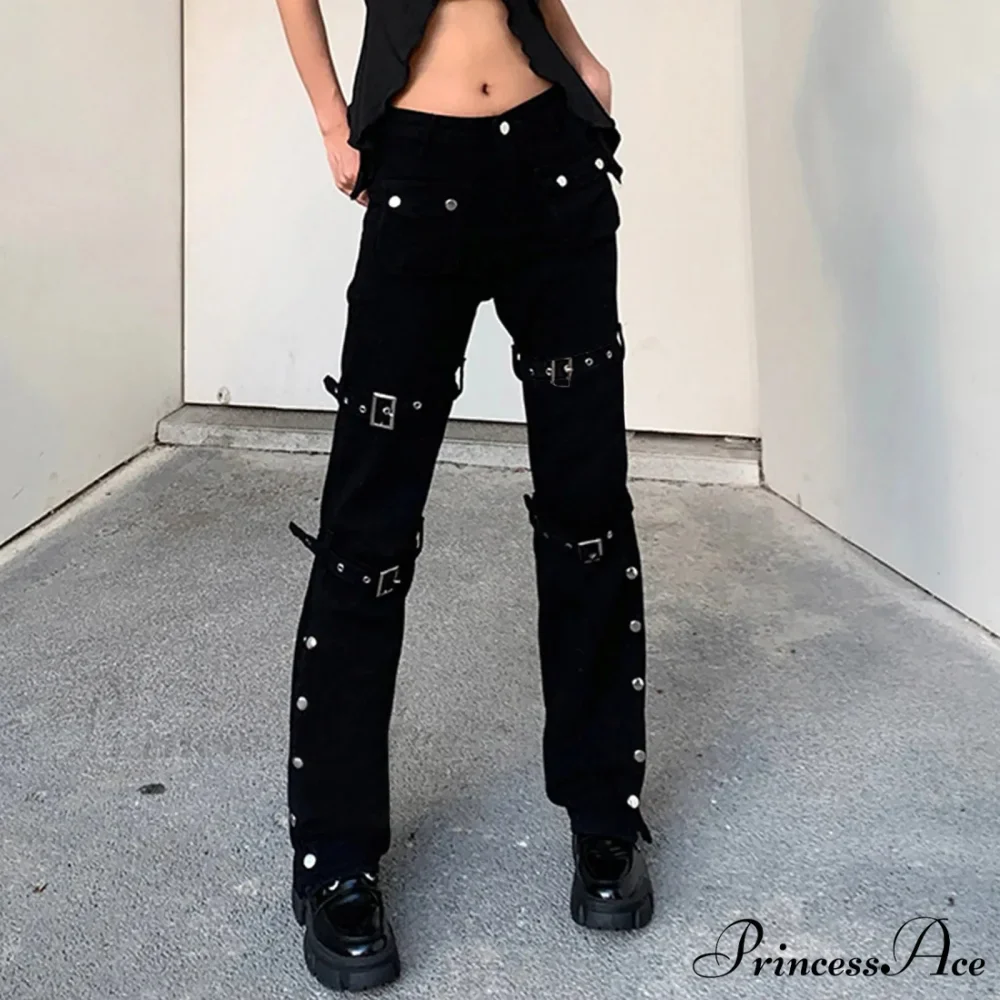 Cargo Flared Wide Leg Streetwear Jeans - Image 2