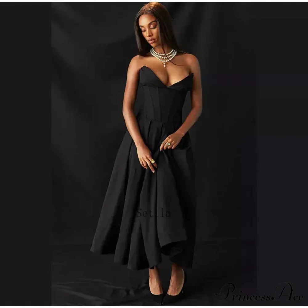 Solid Off-shoulder Chic Backless Strapless High-waisted Elegant Maxi Dress - Image 4
