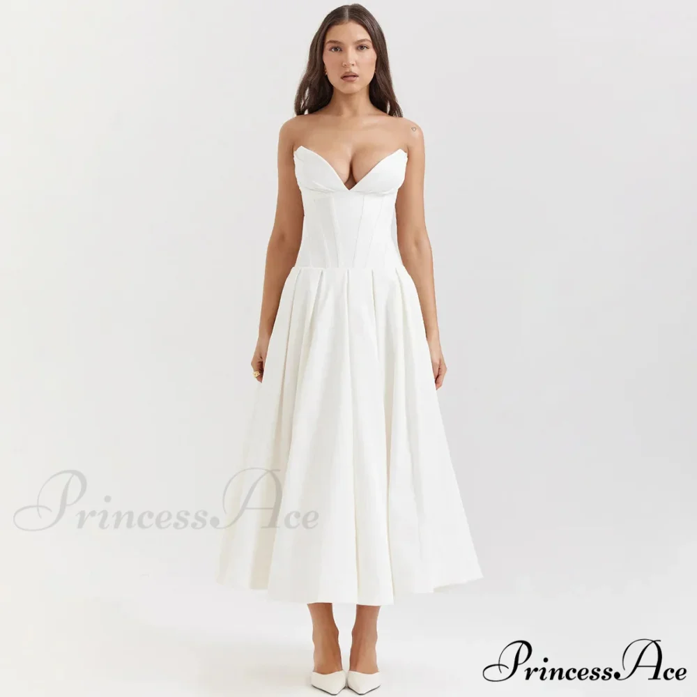 Solid Off-shoulder Chic Backless Strapless High-waisted Elegant Maxi Dress - Image 8