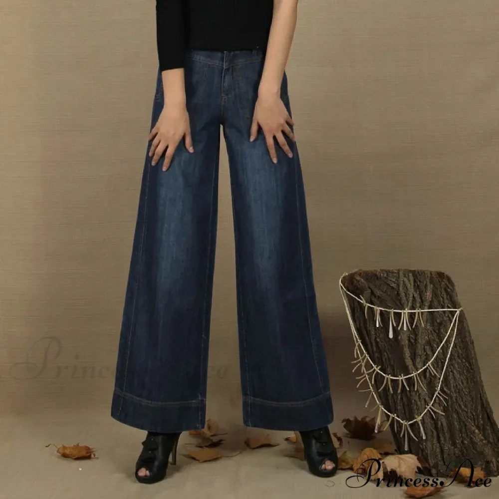 Vintage Straight Leg Seam Front Wide Leg Jeans - Image 4