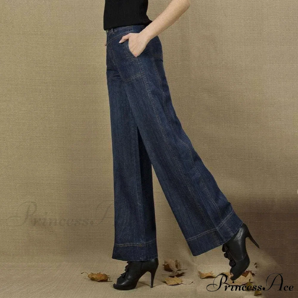 Vintage Straight Leg Seam Front Wide Leg Jeans - Image 5
