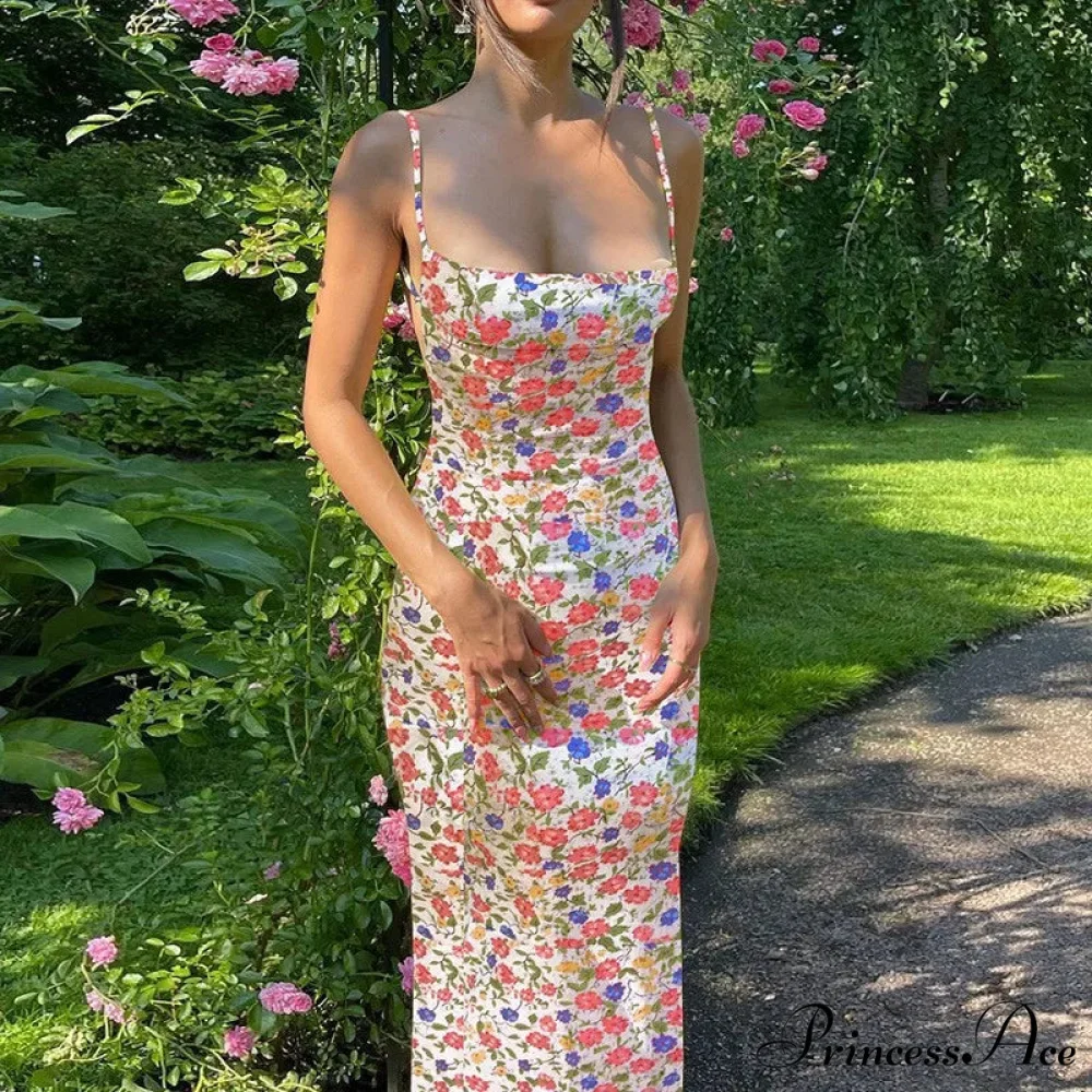 Summer Floral Print Sleeveless Y2K Boho Beach Party Club Casual Midi Dress - Image 10