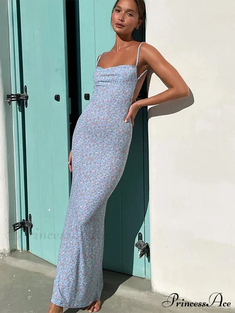 Summer Floral Print Sleeveless Y2K Boho Beach Party Club Casual Midi Dress - Image 5