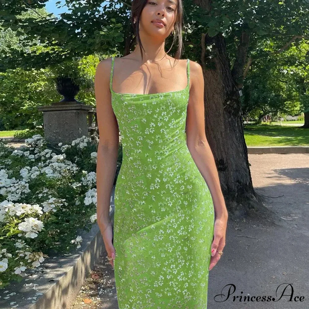 Summer Floral Print Sleeveless Y2K Boho Beach Party Club Casual Midi Dress - Image 7