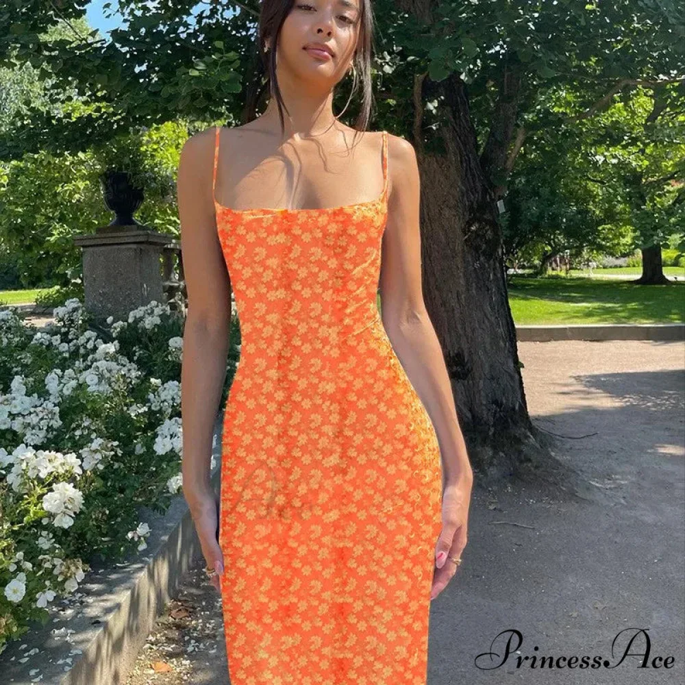 Summer Floral Print Sleeveless Y2K Boho Beach Party Club Casual Midi Dress - Image 8