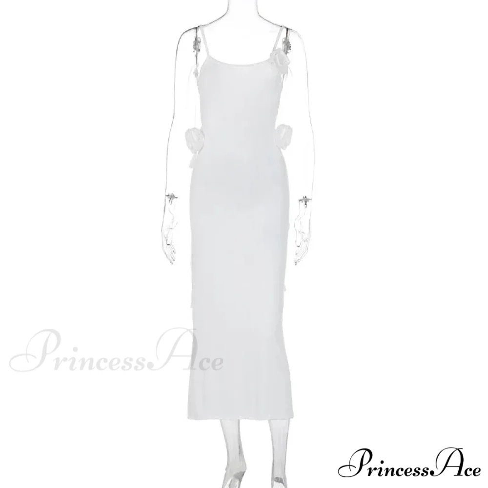 Floral Applique Bandage Sleeveless Summer Vestido Midi Dress - Image 5