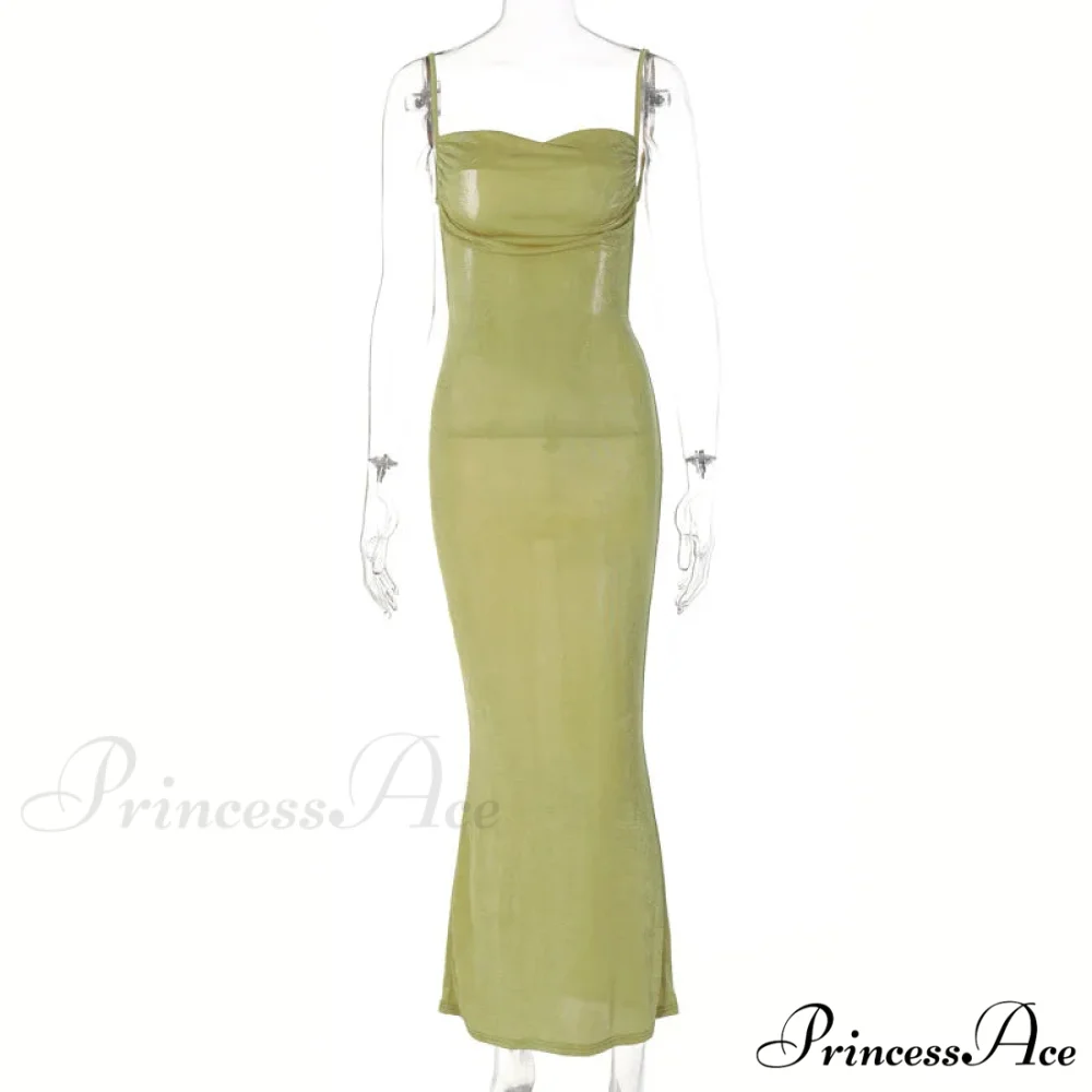 Draped Sleeveless Spaghetti Strap Summer Midi Dress - Image 6