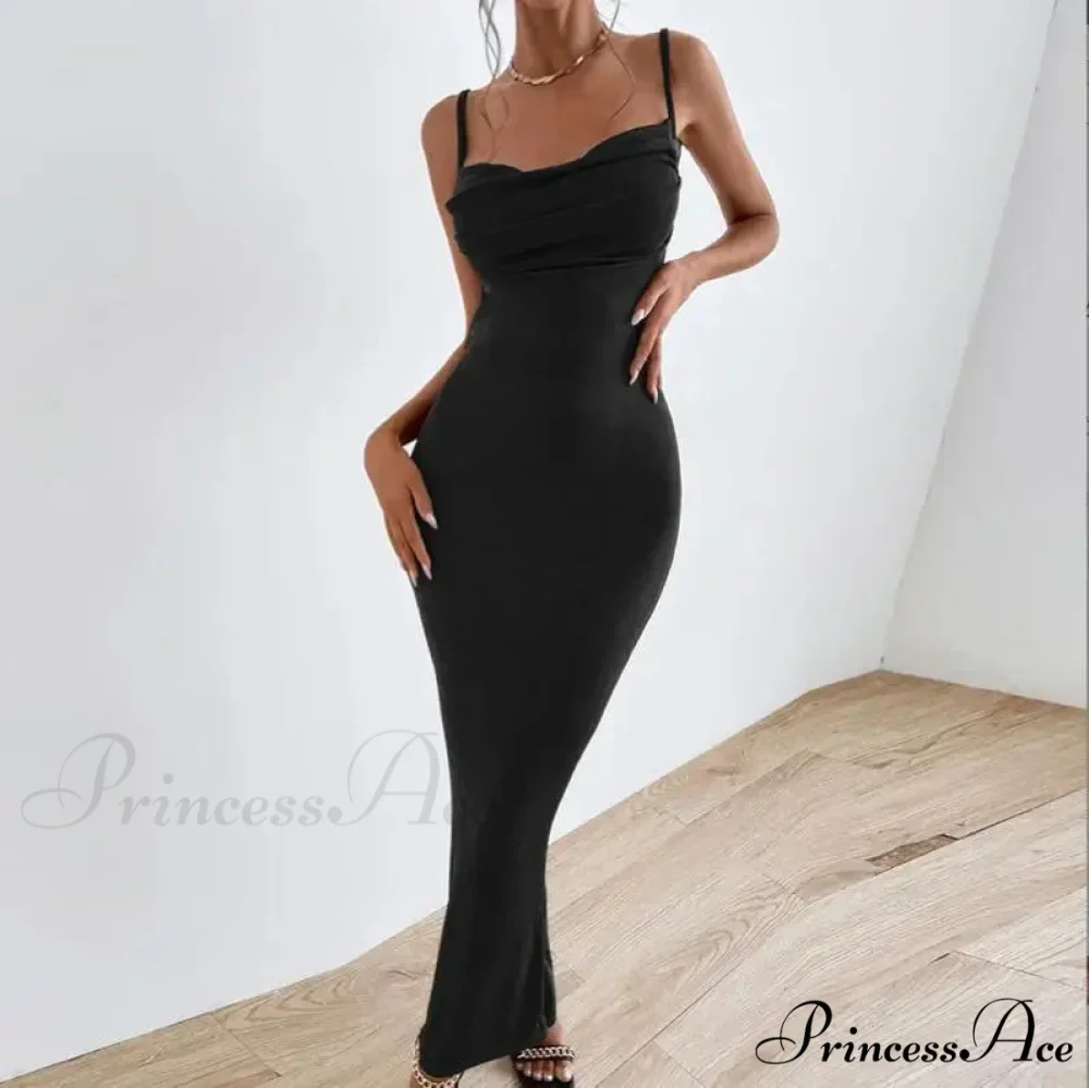 Draped Sleeveless Spaghetti Strap Summer Midi Dress - Image 7