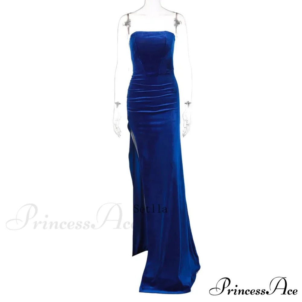 Evening Velvet Black Strapless Sleeveless Sexy Club Midi Dress - Image 5