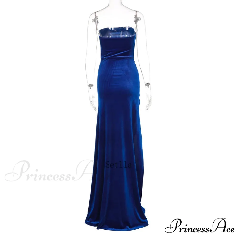 Evening Velvet Black Strapless Sleeveless Sexy Club Midi Dress - Image 6