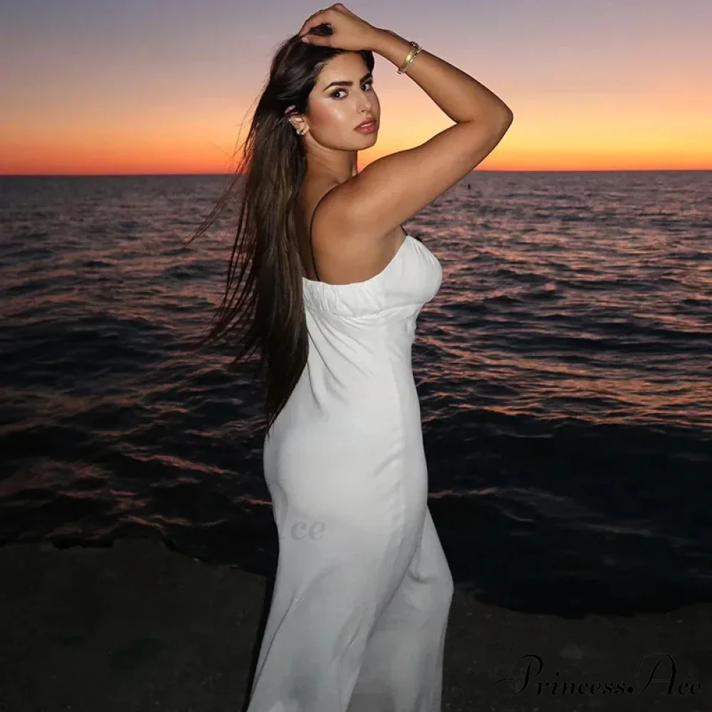 Spaghetti Strap Detail Long Sleeveless Club Party Midi Dress - Image 4