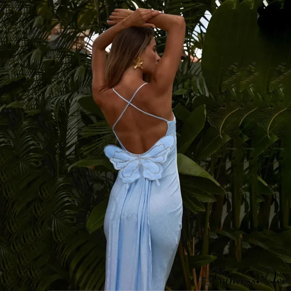 Butterfly Backless Spaghetti Strap Clubwear Midi Dress - Image 2