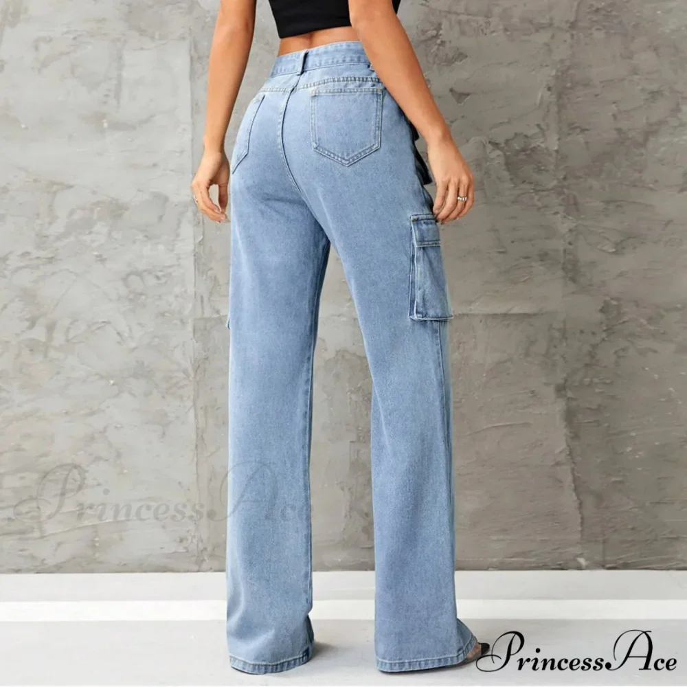 Y2K Korean Wide Leg Stretchy Denim Jeans - Image 2