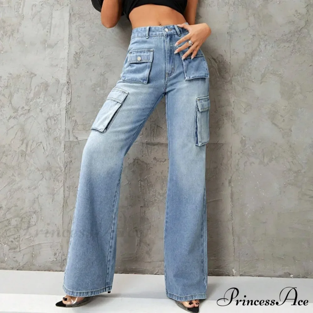 Y2K Korean Wide Leg Stretchy Denim Jeans - Image 3
