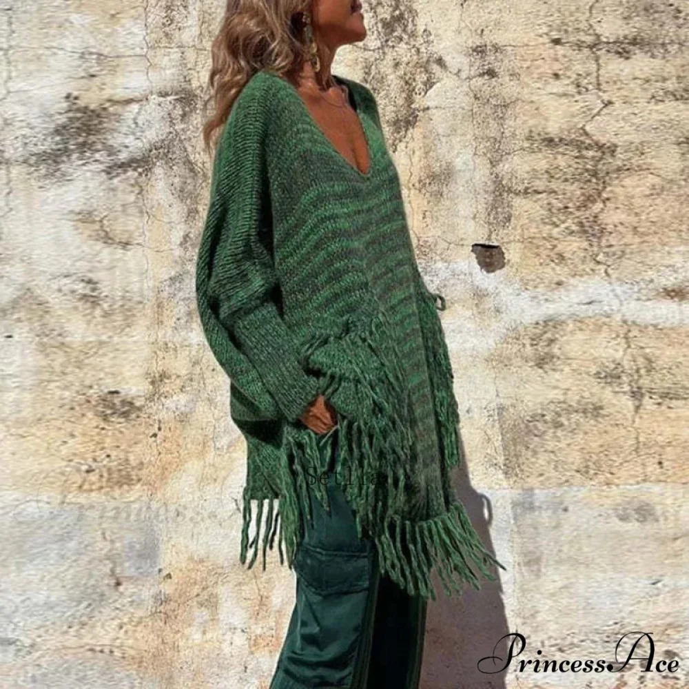 Vintage Casual Knitted Sweater Midi Dress - Image 2