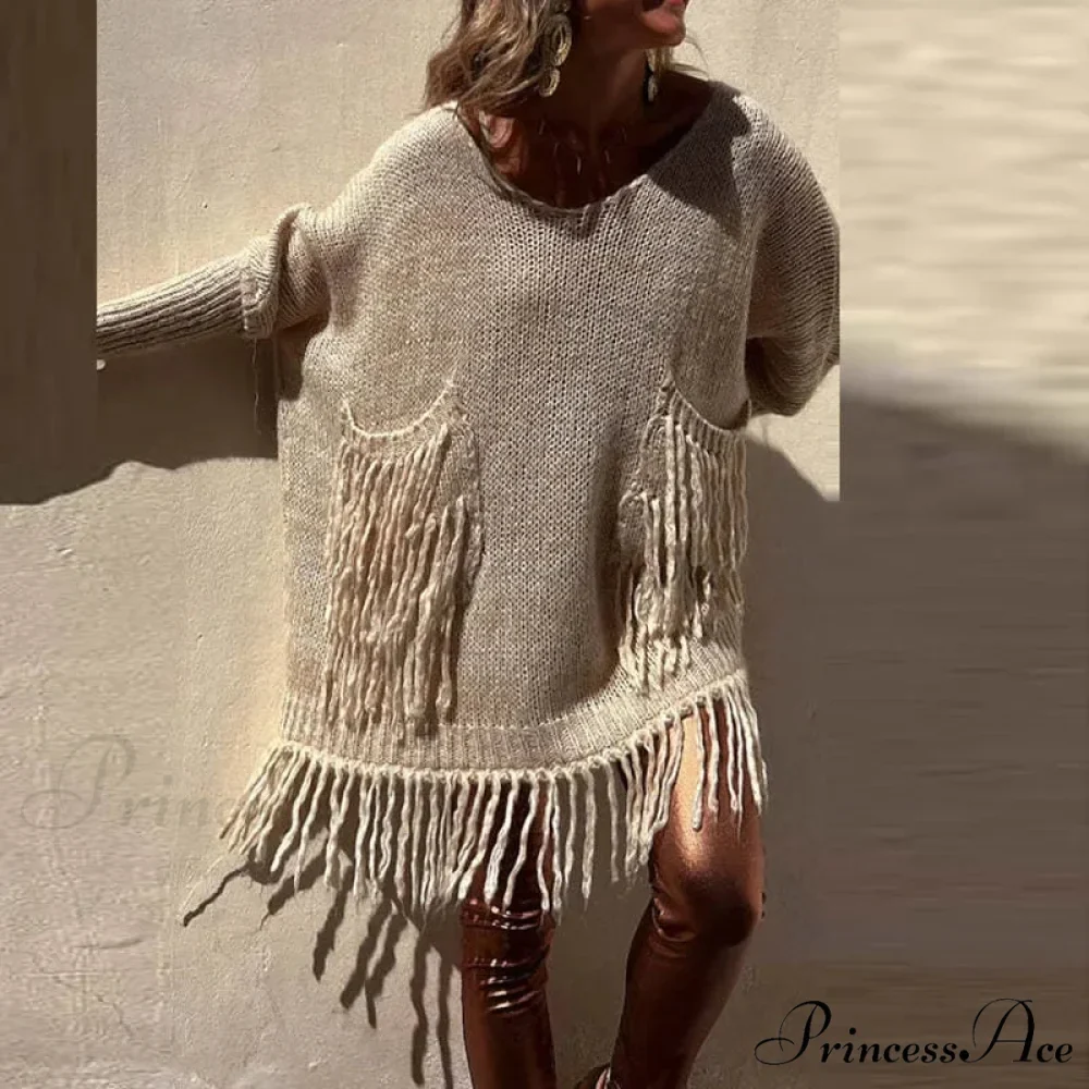 Vintage Casual Knitted Sweater Midi Dress - Image 5