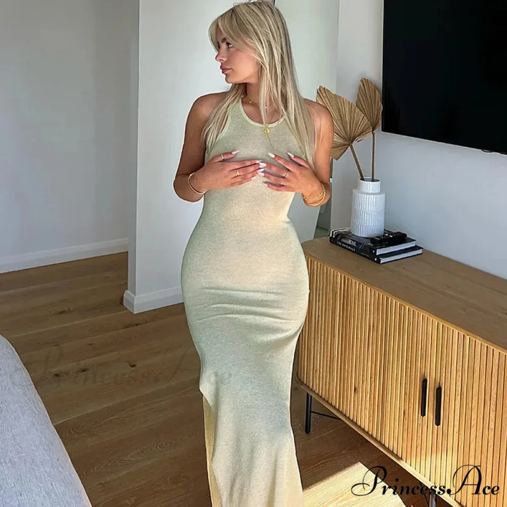 Sleeveless Split Chic Rave Festival See Through Glitter Midi Dress - Image 2