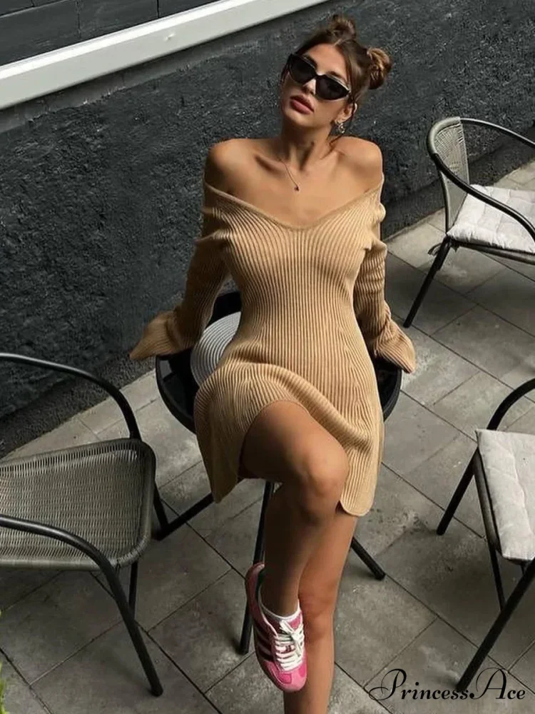 Ribbed Knit A-Line Jersey Mini Dress - Image 5