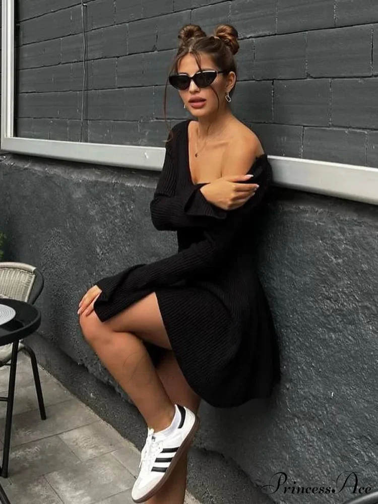 Ribbed Knit A-Line Jersey Mini Dress - Image 6
