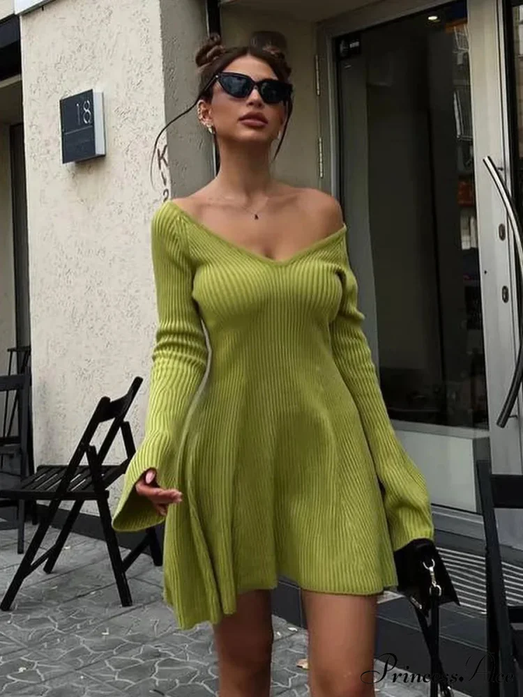 Ribbed Knit A-Line Jersey Mini Dress - Image 7