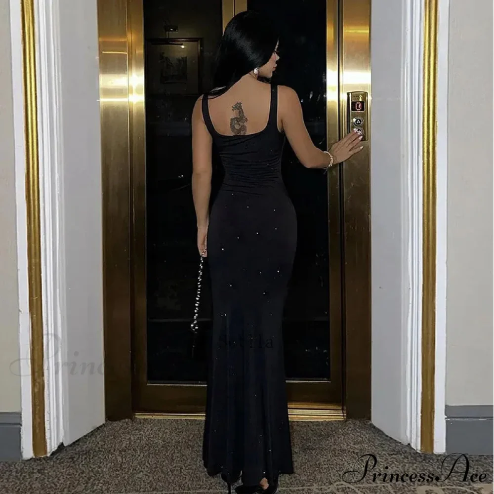Fashion Sequins Backless Sleeveless Elegant Maxi Dress - Image 4