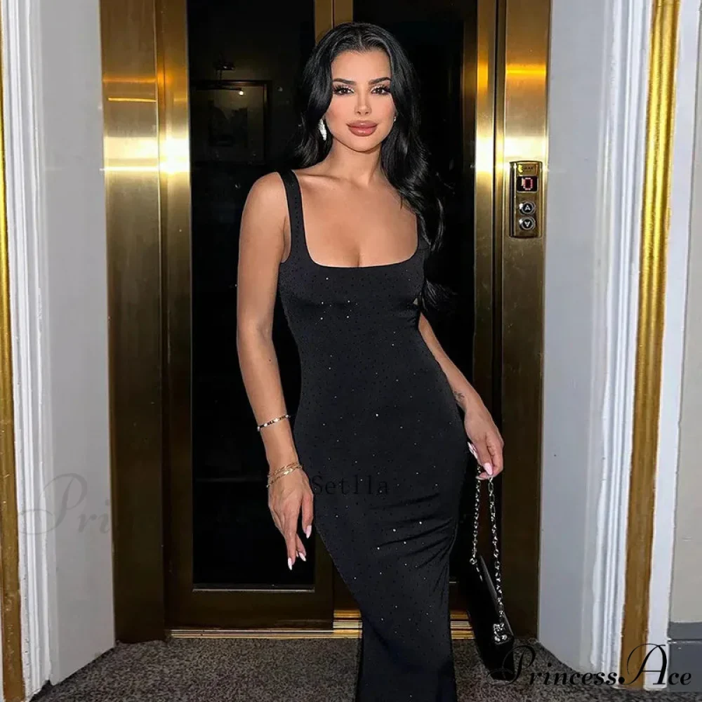 Fashion Sequins Backless Sleeveless Elegant Maxi Dress - Image 5