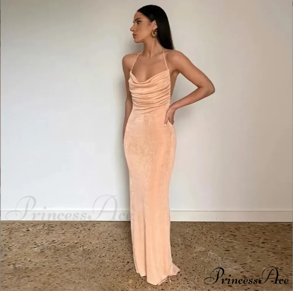 Spaghetti Strap Backless Bandage Maxi Dress - Image 19