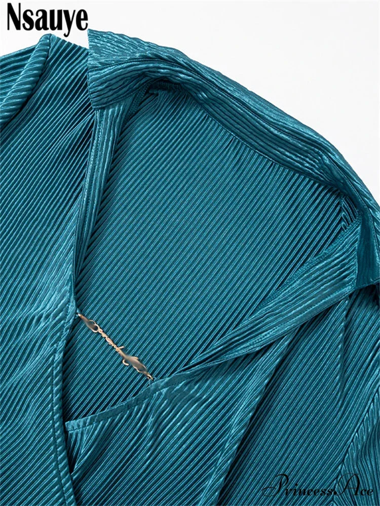 Cut Out Elegant Loose Pleated Mini Dress - Image 6