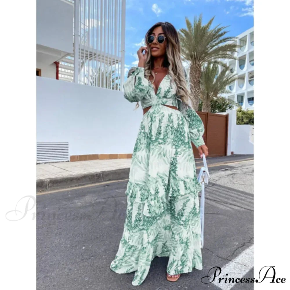 Women Boho Print Long Sleeve Maxi Dress - Image 10