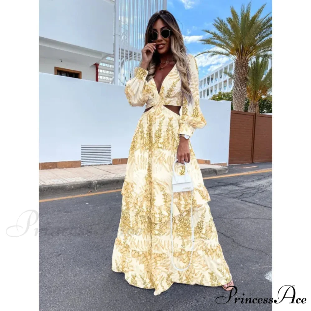 Women Boho Print Long Sleeve Maxi Dress - Image 11