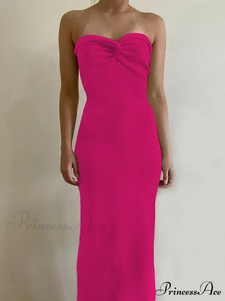 Backless Twist Knitted Fashion Outfits Maxi Dress - Image 12
