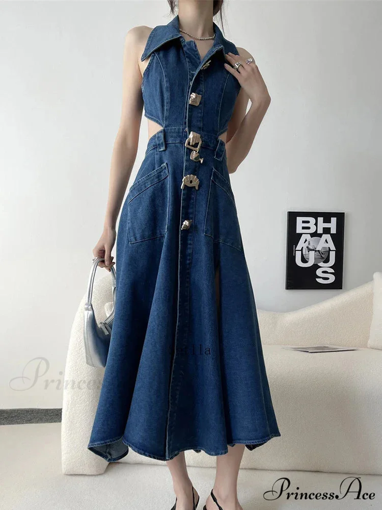 Out Denim Maxi Dress - Image 2