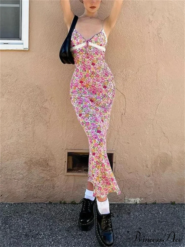 Flowers Spaghetti Straps Maxi Dress - Image 2