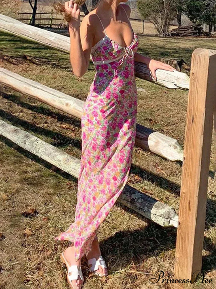 Flowers Spaghetti Straps Maxi Dress - Image 5