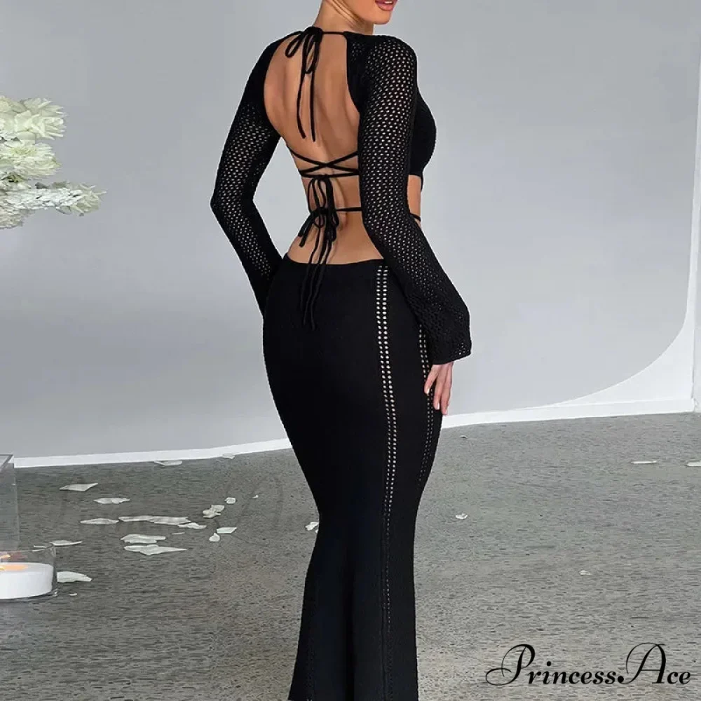 V Neck Knitted Maxi Dress - Image 5