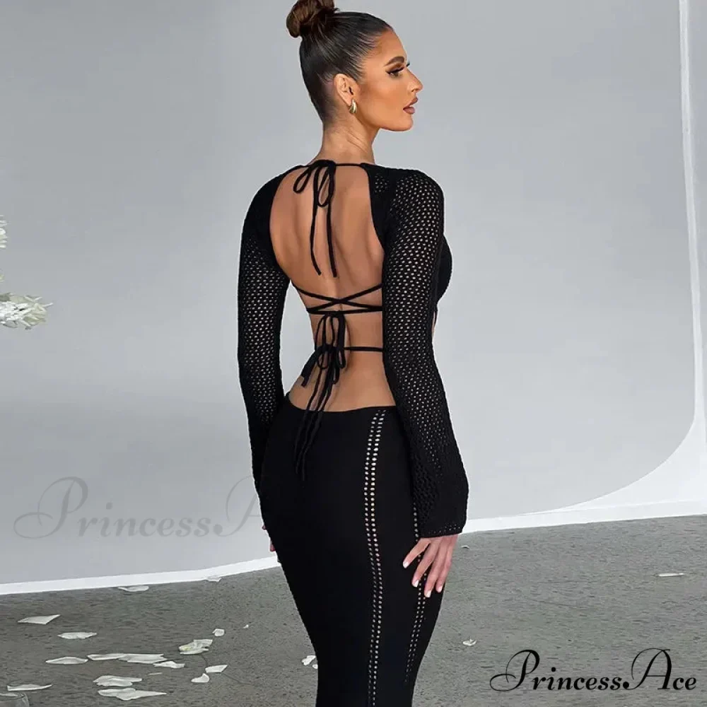 V Neck Knitted Maxi Dress - Image 6