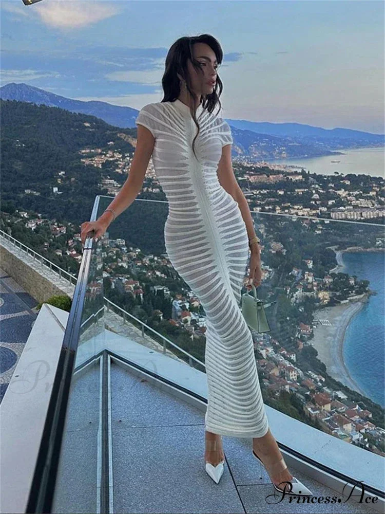 Backless V Neck Gown Maxi Dress - Image 2