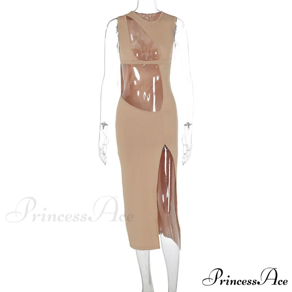 Sexy Cut Out Split Sleeveless Maxi Dress - Image 5