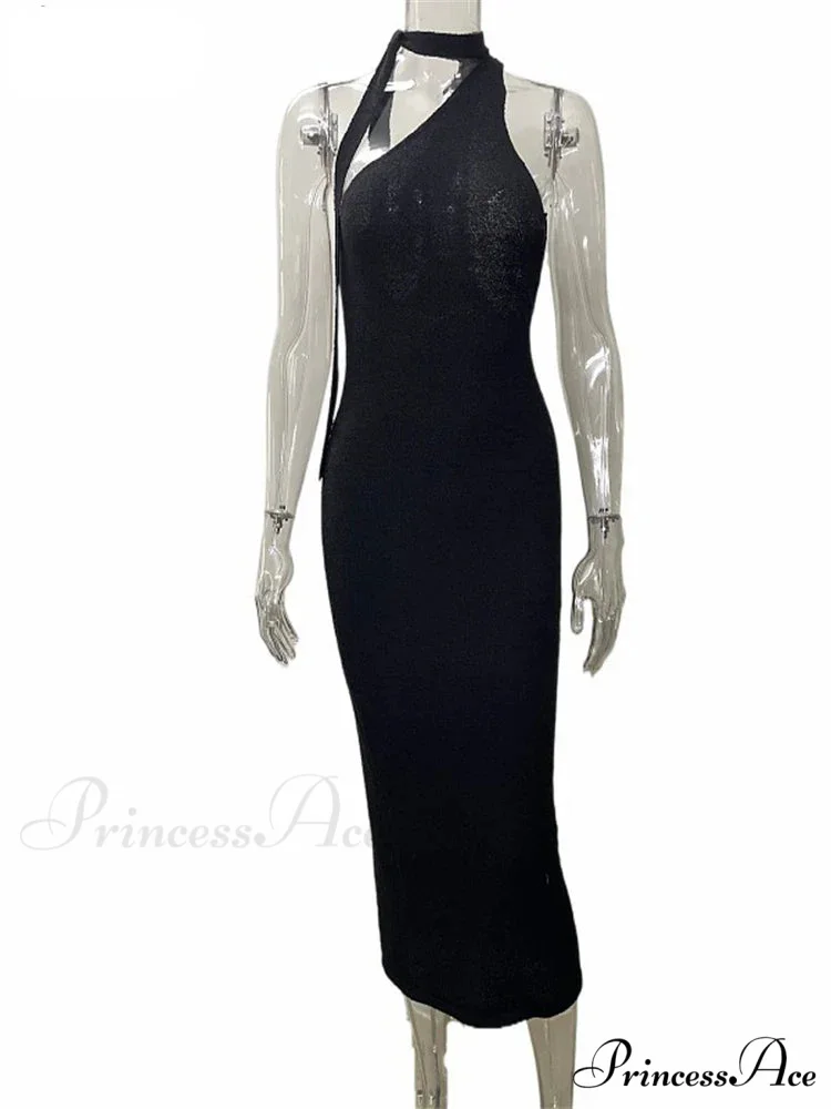 Beach Knitted Halter Bodycon Maxi Dress - Image 5