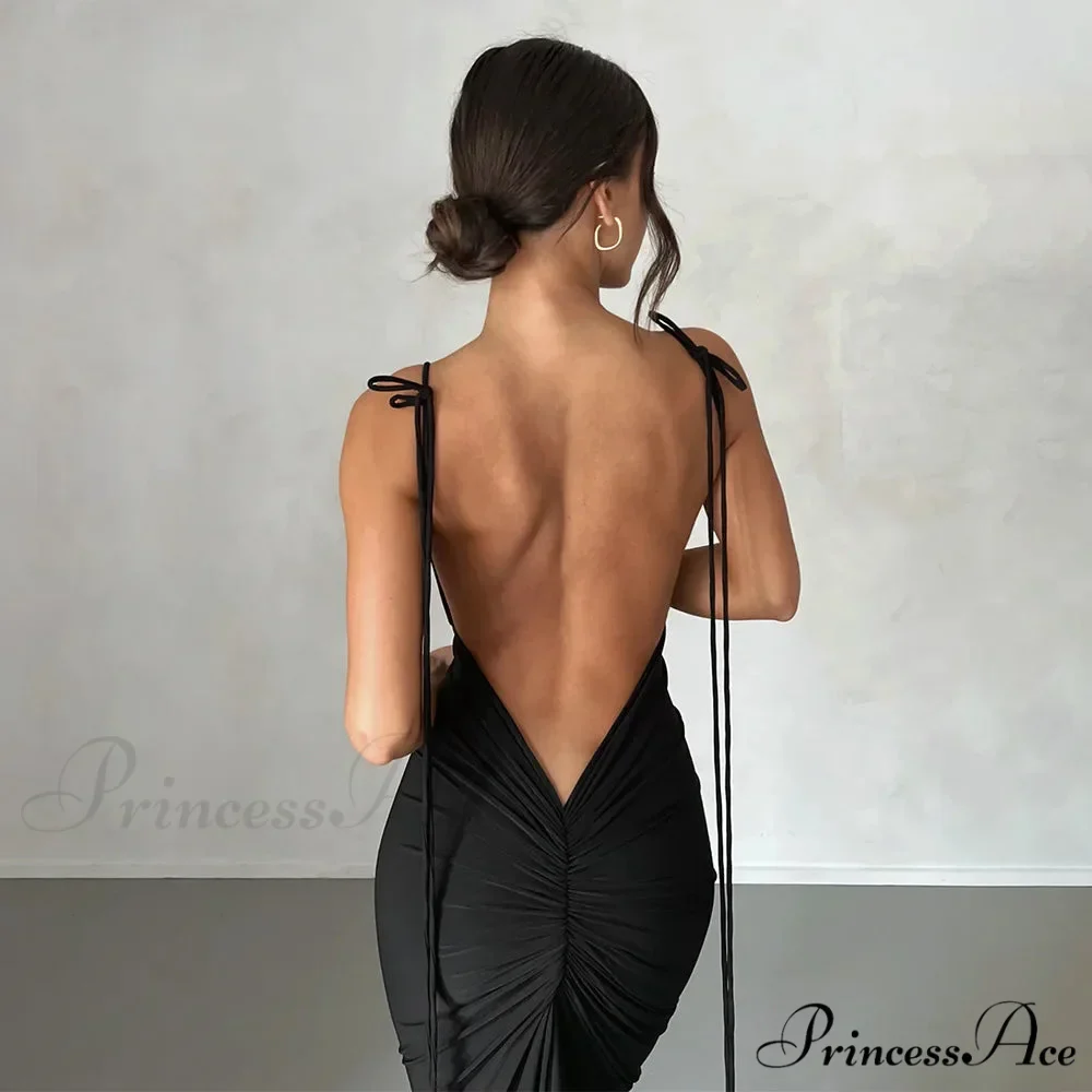 Backless Draped Prom Maxi Dress - Image 3